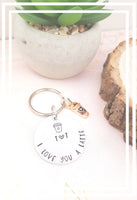 Hand Stamped ' I love you a latte' keyring