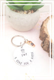 Hand Stamped ' I love you a latte' keyring