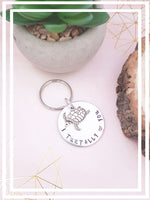 'I turtally love you', has just been added to our collection of hand stamped keyrings.