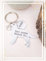 Golden Retriever Keyring 'This human belongs to'