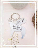 Border Collie Keyring 'This human belongs to'