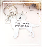 Golden Retriever Keyring 'This human belongs to'