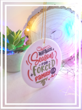 Forced family fun, Funny christmas ceramic ornament