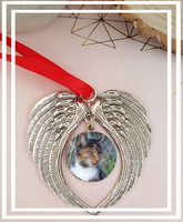 Angel wings photo memorial ornament, photo bauble