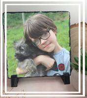 Photo slate, personalised square rock photo