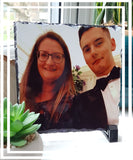 Photo slate, personalised square rock photo