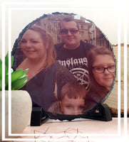 Circle Photo slate, personalised rock photo