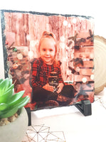 Photo slate, personalised square rock photo