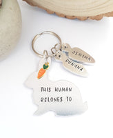 Hand stamped rabbit keyring