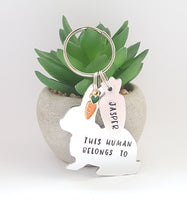 Hand stamped rabbit keyring