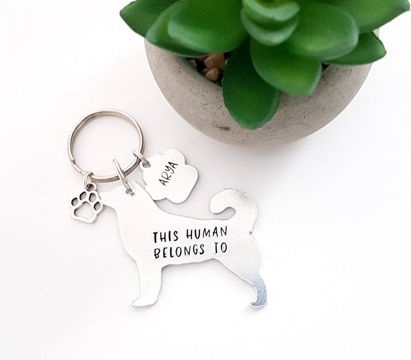 Malamute dog keyring 'This human belongs to'