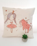 Personalised Princess and Unicorn Cushion Cover