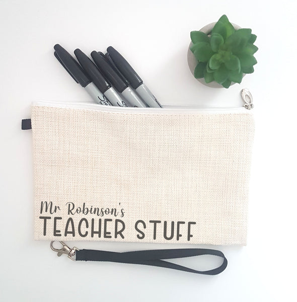 'Teacher stuff' Personalised teacher pencil case