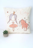 Personalised Princess and Unicorn Cushion Cover