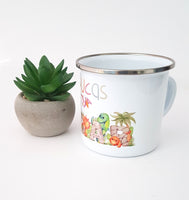 'Roar' children's personalised Dinosaur enamel mug