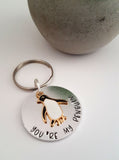 You're my penguin keyring, penguin keyring, penguin gift, anniversary gift, for boyfriend, pun keyring, penguin lover present, Hand Stamped