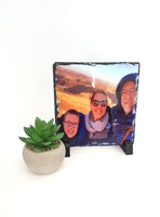 Photo slate, personalised square rock photo