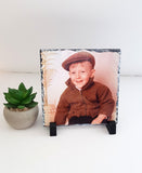 Photo slate, personalised square rock photo