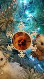Snowflake christmas ornament, photo bauble, custom pet bauble