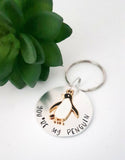 You're my penguin keyring, penguin keyring, penguin gift, anniversary gift, for boyfriend, pun keyring, penguin lover present, Hand Stamped