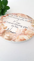 Shabby Chic effect coaster for Nanna, Personalised nana ornament, Nana's coffee coaster, Name coaster