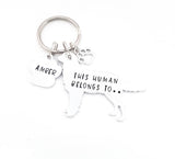 Golden Retriever Keyring 'This human belongs to'