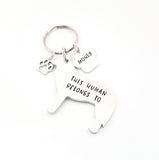 Border Collie Keyring 'This human belongs to'